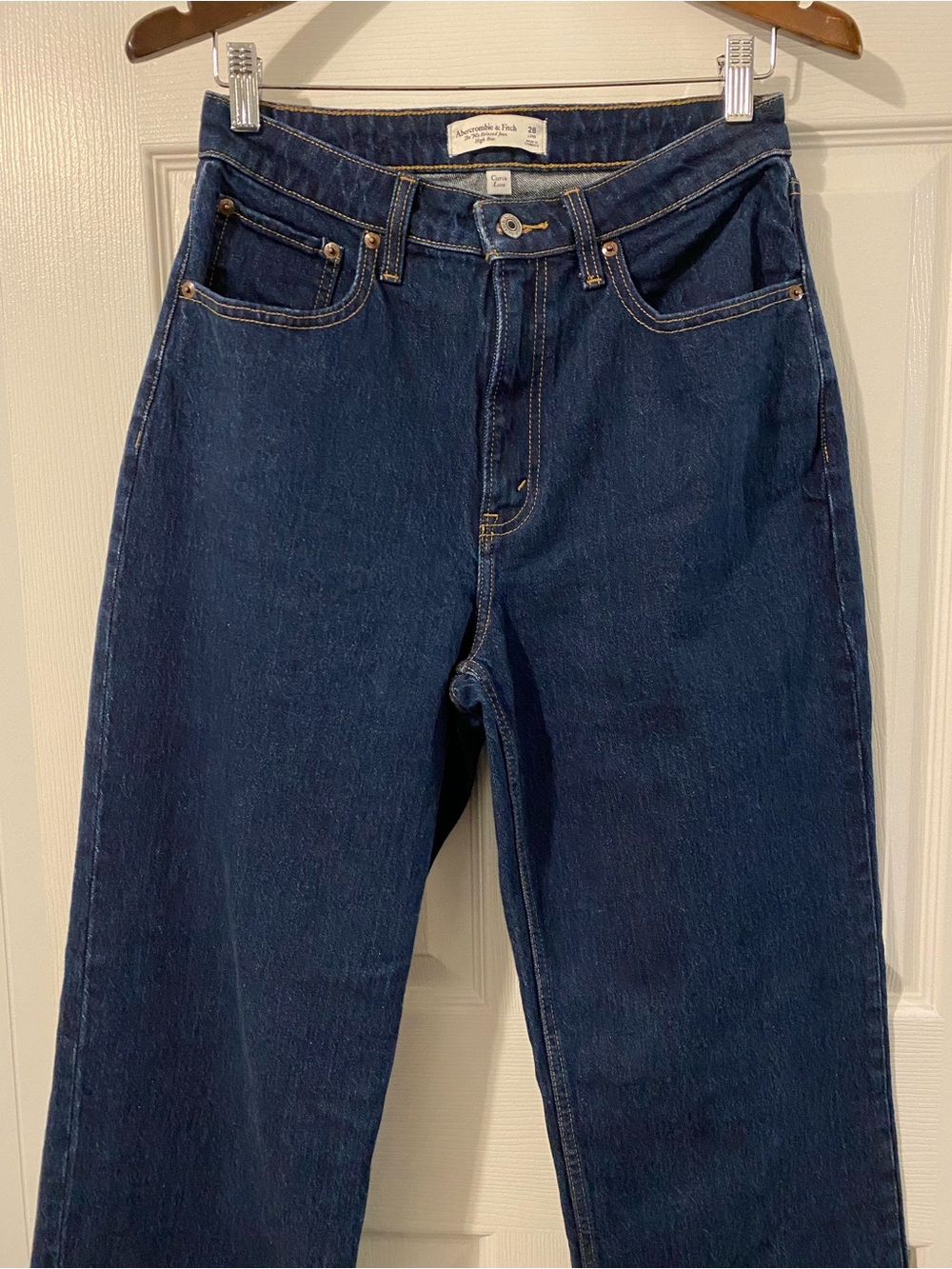 NWOT Abercrombie & Fitch 90s Relaxed High Rise Curve Love Dark Wide-Leg Size 28L - Picture 7 of 13